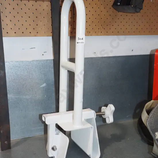 white metal clamp bath handle