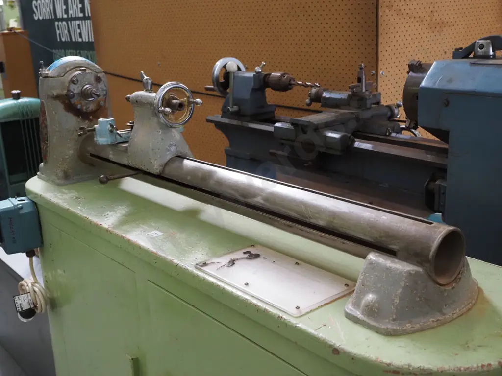 Myford woodworker's lathe on stand and accessories inside stand Image 1++