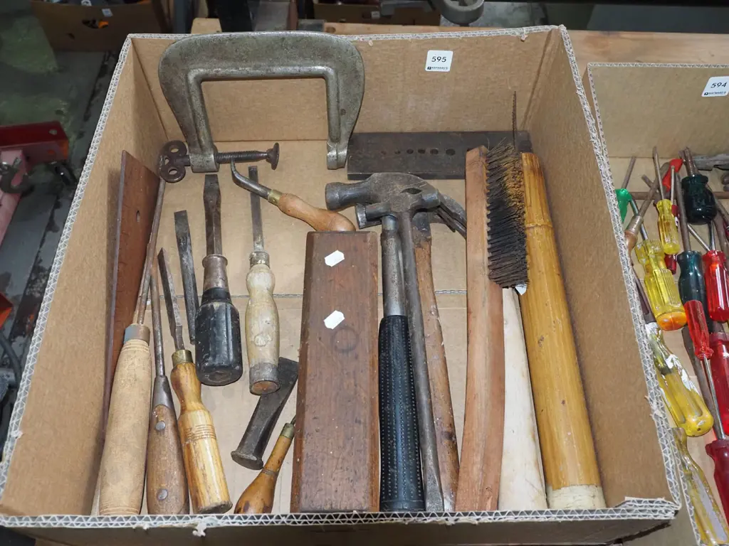 box; chisels, hammers, sharpening stone  etc Image 1++