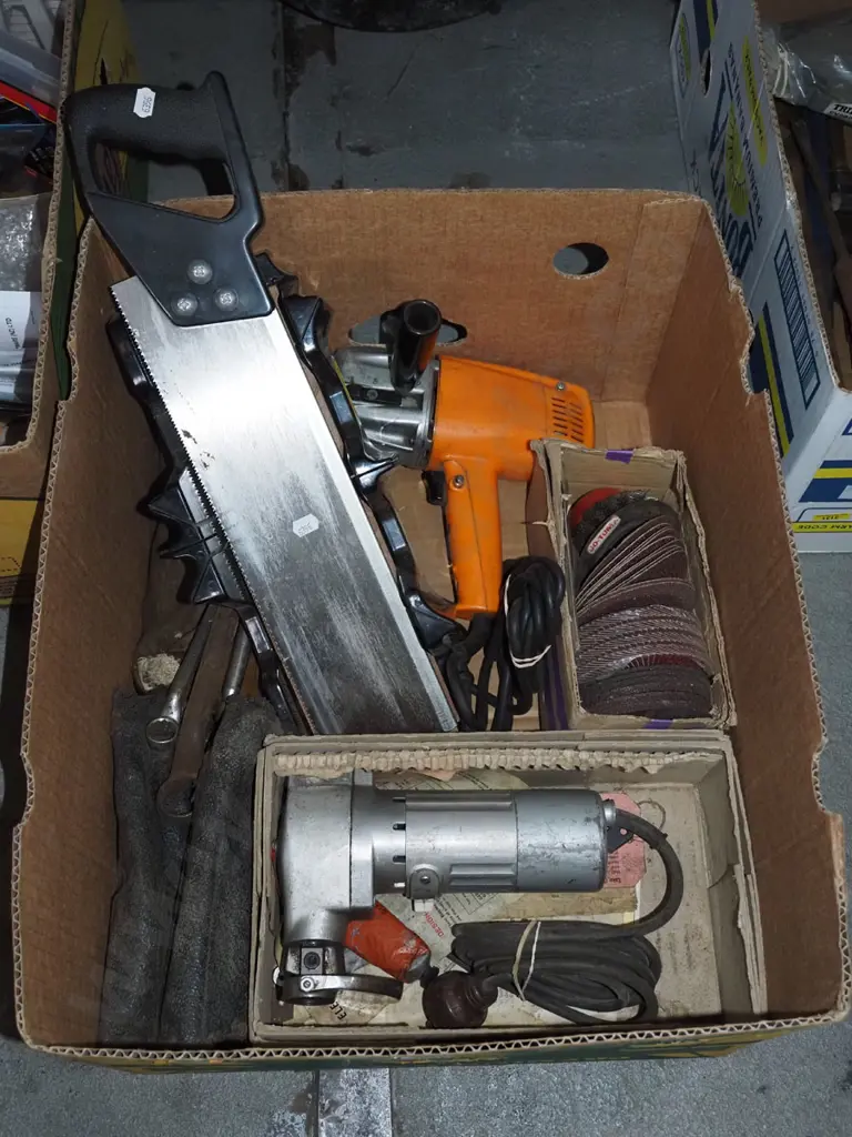 box; mitre box and saw, nibbler, drill etc Image 1++