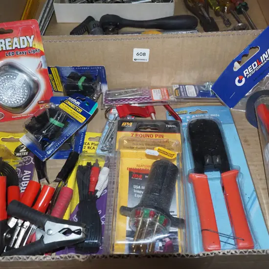 box; electrical connectors, clamps, LED light etc