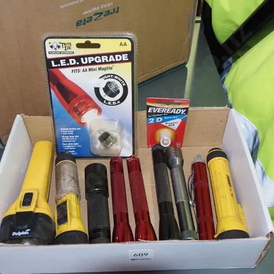 box; torches, light bulbs