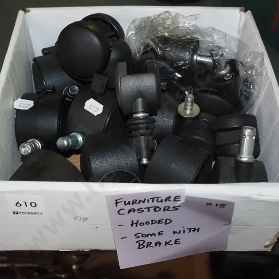box; furniture casters - hooded, some with breaks