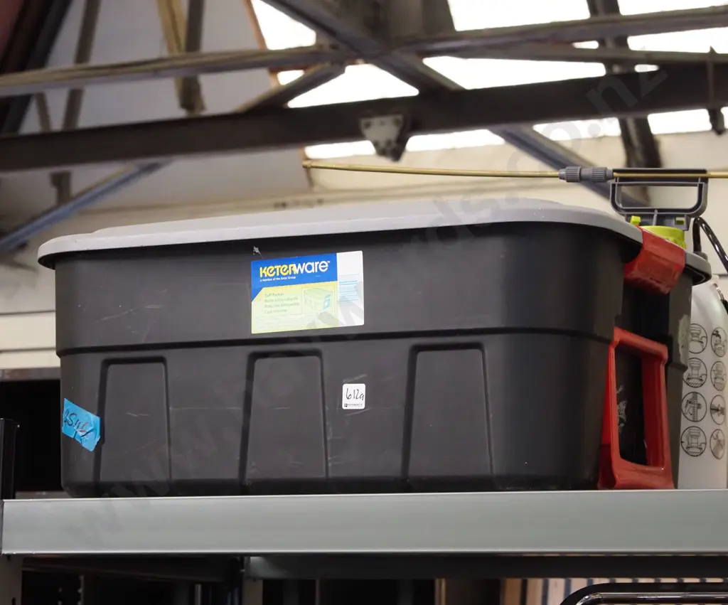 65L lidded black plastic bin Image 1++