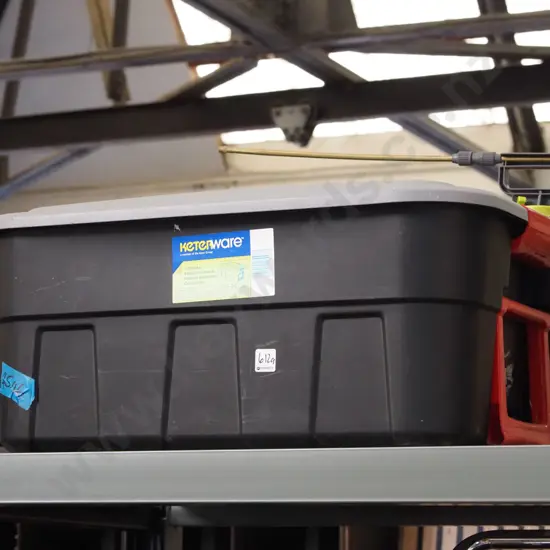 65L lidded black plastic bin