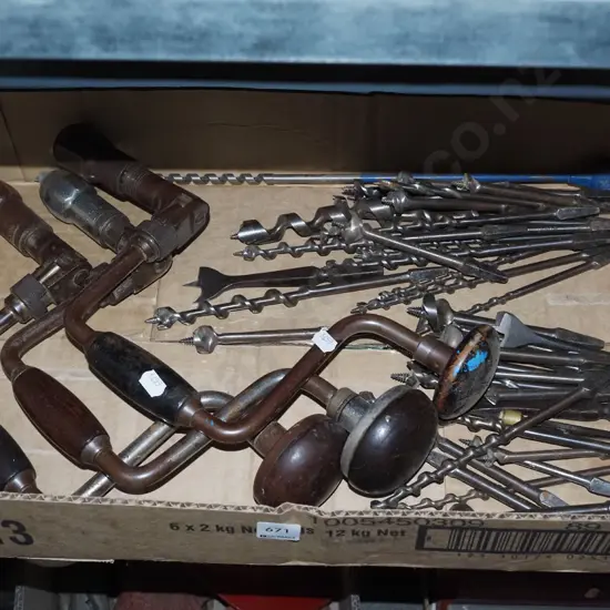 box; auger bits and braces