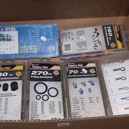 box; O rings, R clips, wire terminals etc