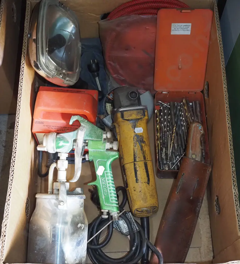 box; drill bits, angle grinder, paint sprayer gun etc Image 1++