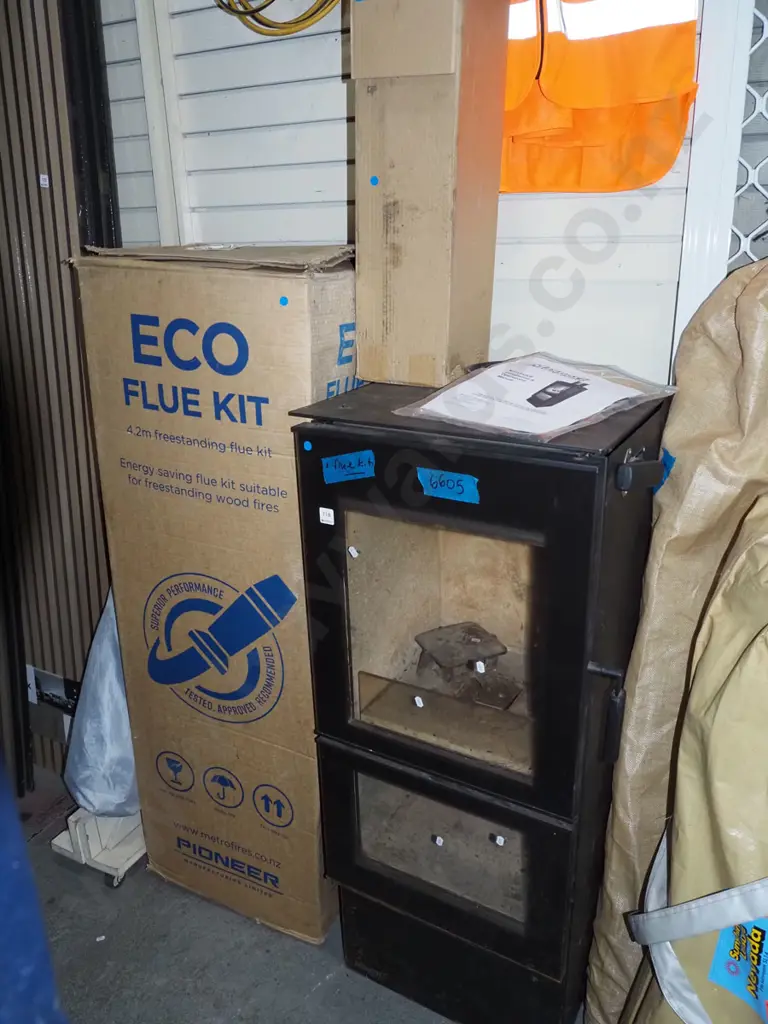 Masport Mystique wood burner with eco flue kit and flue shroud  Image 1++