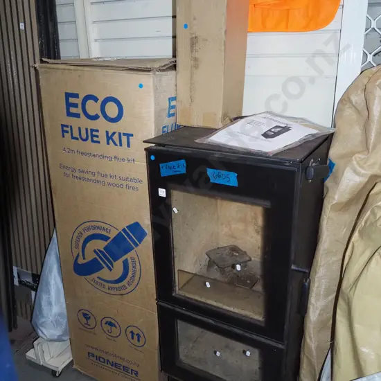 Masport Mystique wood burner with eco flue kit and flue shroud 