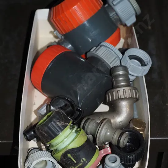 box; hose fittings, irrigation automatic timers