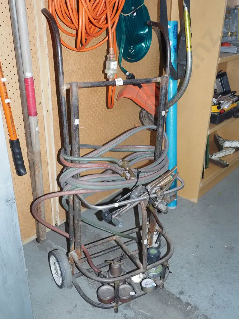 welder's gas bottle stand with torches and valves Image 1++