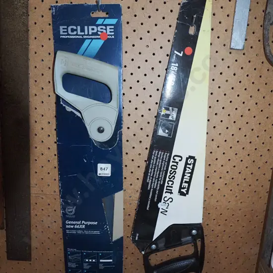 2x hand saws - red dots