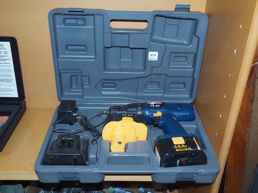 cased Ryobi 14V battery drill Image 1++