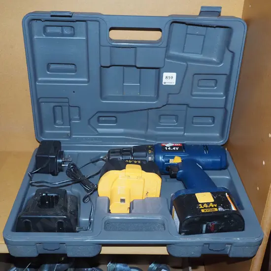 cased Ryobi 14V battery drill