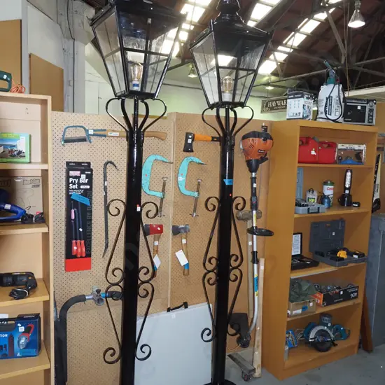 pair of homemade reproduction gaslight style garden lights H2900