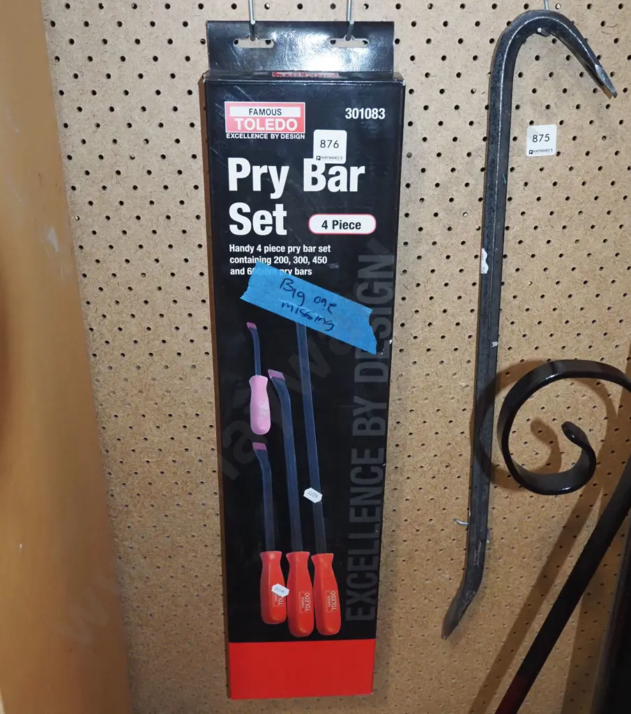 boxed pry bar set - missing largest bar Image 1++