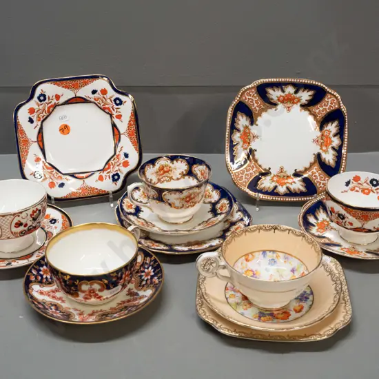 vintage tea ware - 4 trios - Royal Albert, Roslyn, 2 Grafton - and a Royal Doulton cup & saucer. Minor wear to gilt trim