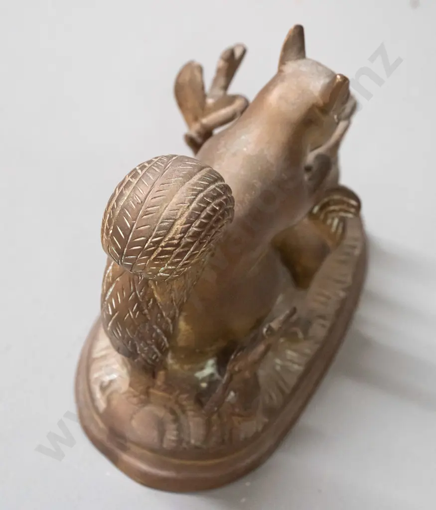 cast brass squirrel figure group H-110 L-160 Image 1++