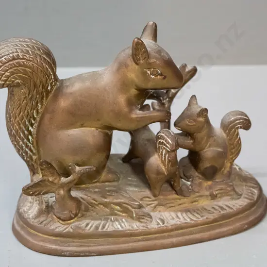 cast brass squirrel figure group H-110 L-160