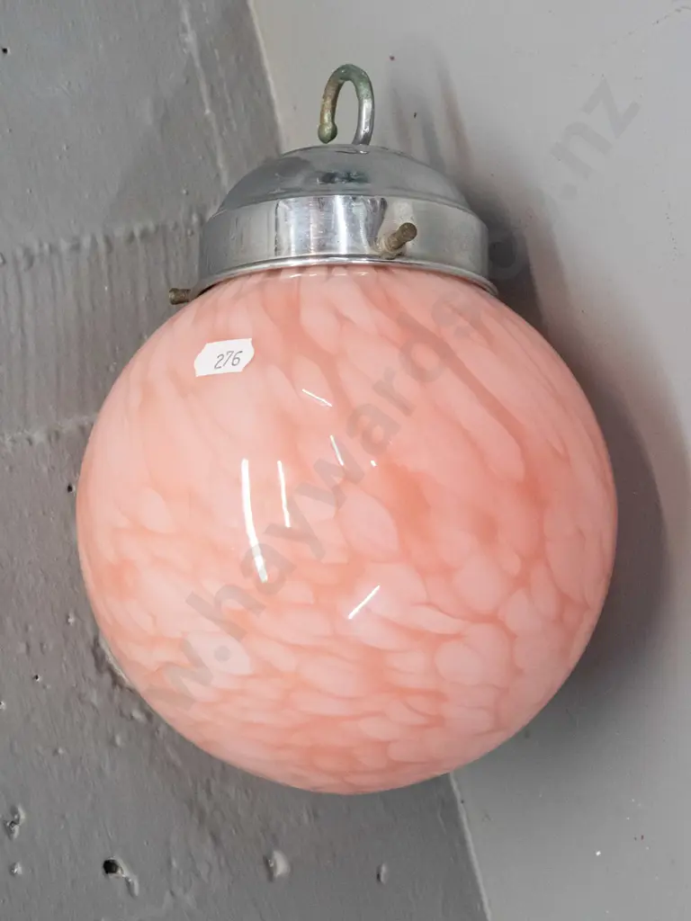 deco mottled pink and white ceiling light shade with chrome journal H-200 Globe diameter 150 Image 1++