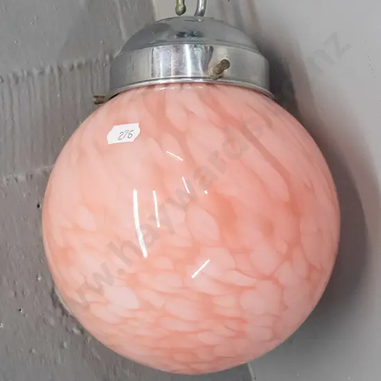 deco mottled pink and white ceiling light shade with chrome journal H-200 Globe diameter 150
