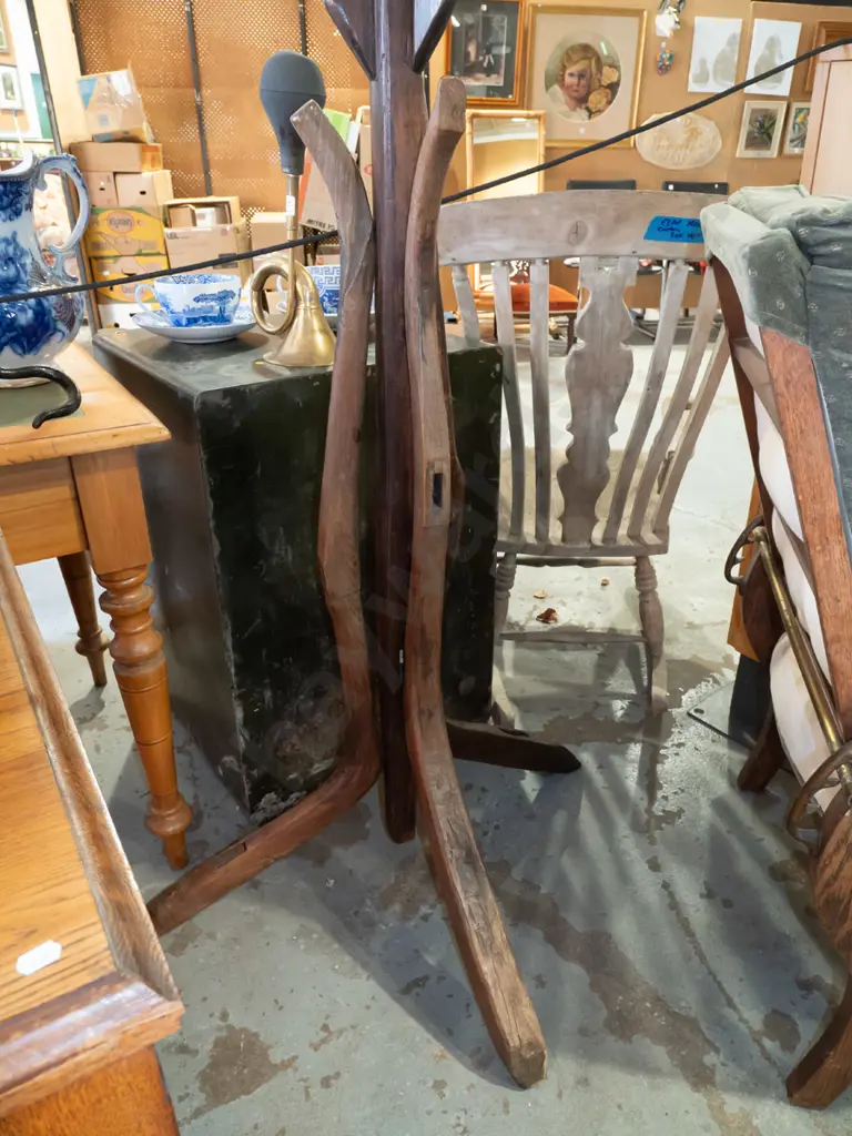 vintage floor lamp made from vintage mixed hardwood timber industrial or agricultural parts, top section with metal Image 1++