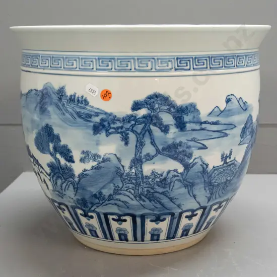 large Chinese blue & white jardiniere, no maker's marks H-310 D-380