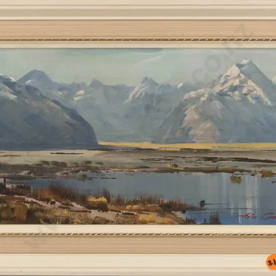 Aston Greathead - framed oil on board "Mt Cook Tasman Valley" H140 W280