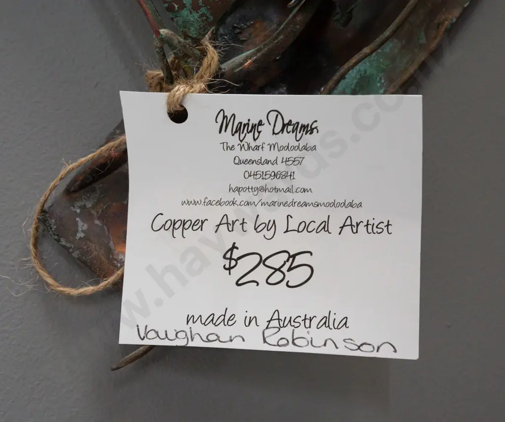 copper yacht wall art - by Vaughan Robinson according to label - may need some attention, possibly some parts loose Image 1++