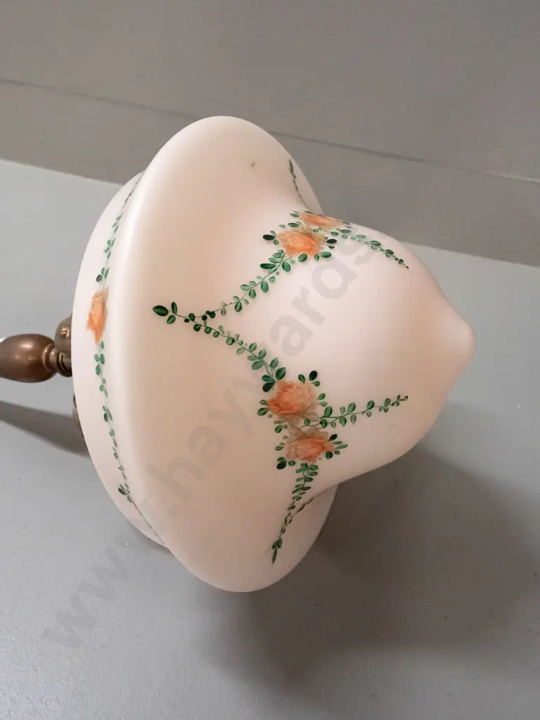 vintage arts & crafts style ceiling light fitting - copper journal with strapped design and hand painted floral over Image 1++