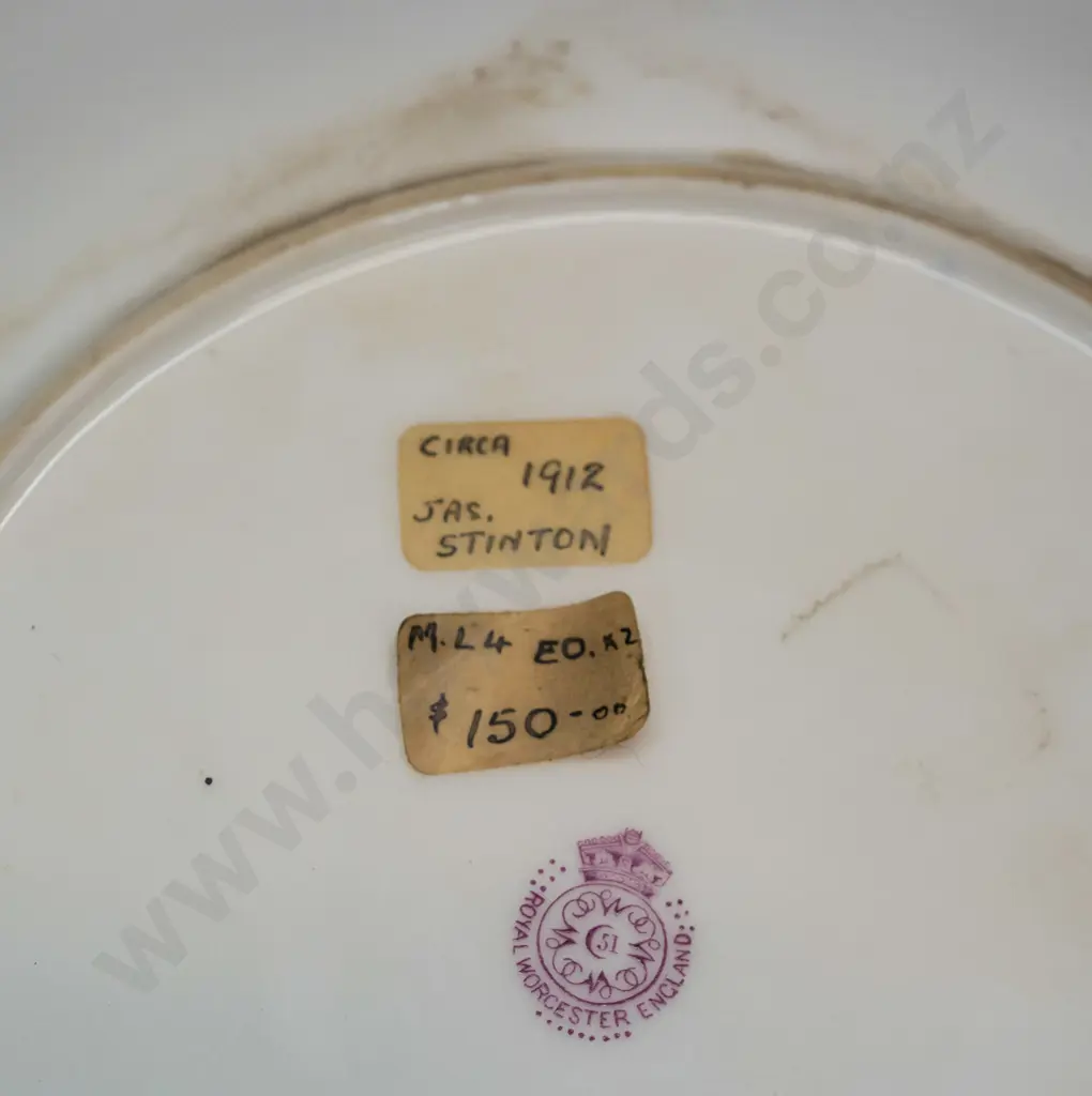 Royal Worcester highland cattle scene cabinet plate with gilt rim, signed James Stinton, circa 1912 according to label. Image 1++