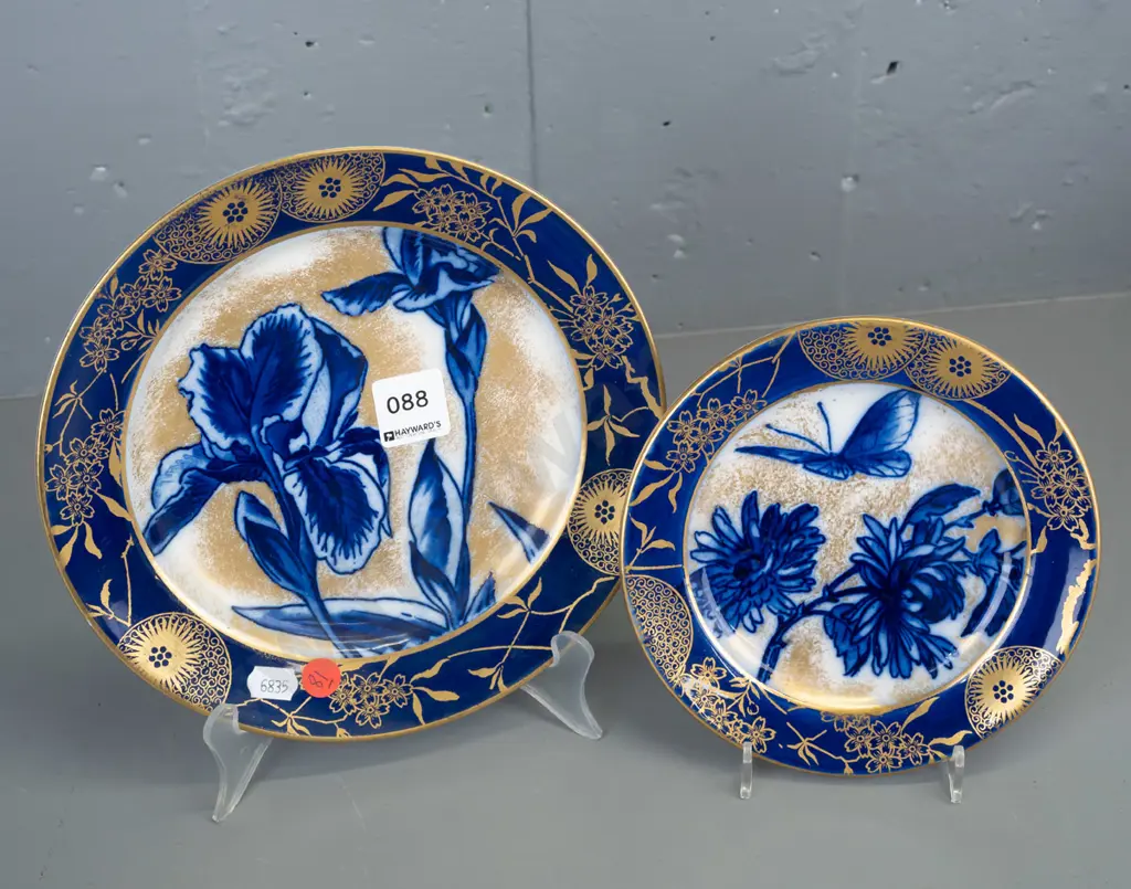 vintage Royal Doulton iris pattern - side plate and a non-matching floral and butterfly small plate. Image 1++