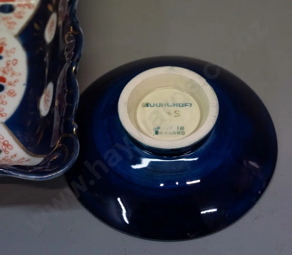 small Moorcroft footed dish D-110 [small manufacturing flaw in base], small Imari rectangular dish no makers mark [some Image 1++