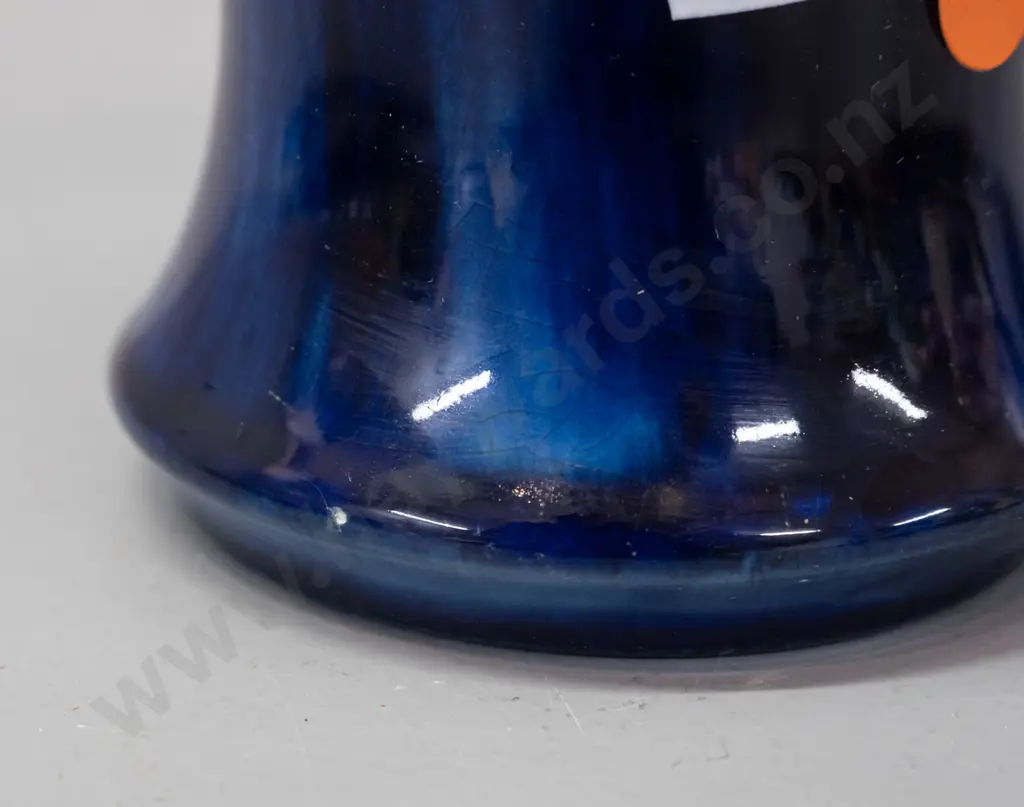 vintage Moorcroft tube-lined pansy pattern vase - blue signature, small fleck near base - see photos. H-190 Image 1++