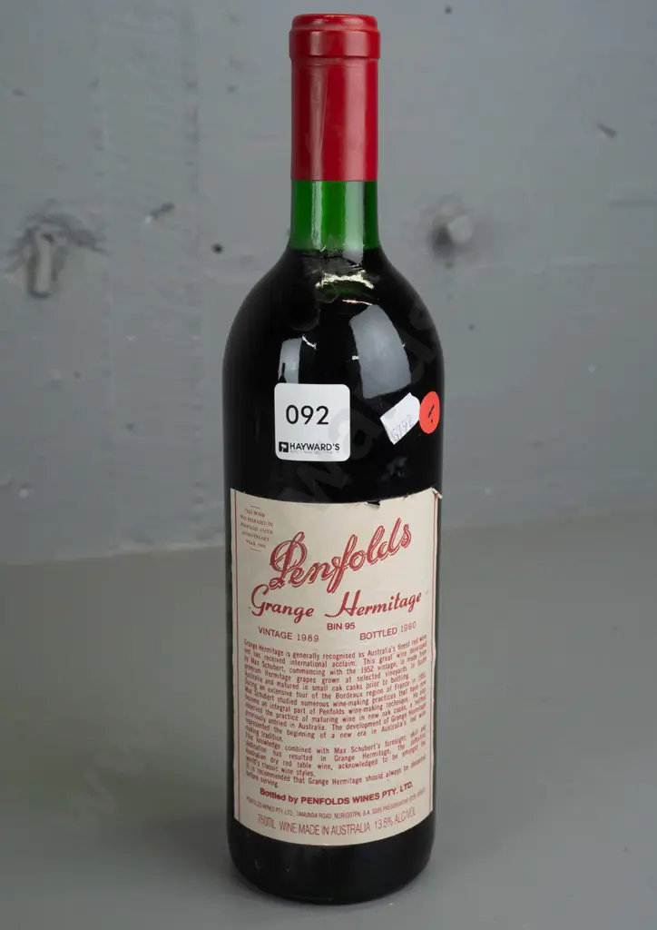 bottle of 1990 Penfolds Grange Hermitage red wine 750ml (stored in cupboard under the stairs) Image 1++