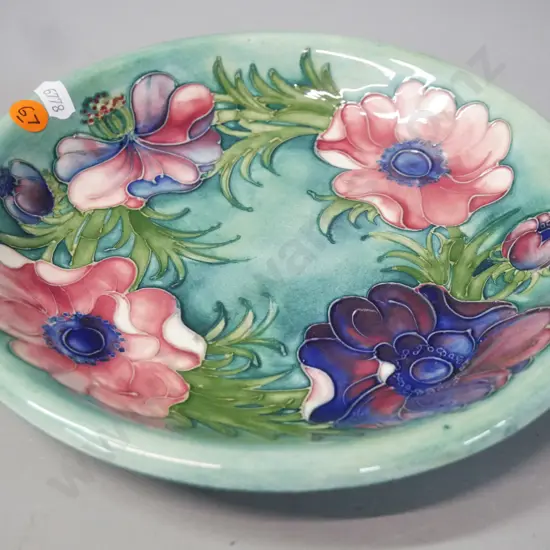 signed Moorcroft 'Anemone' pattern plate D-220