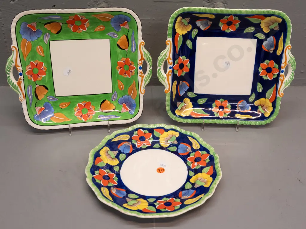 vintage Masons floral table ware - 2 handled trays W-270 and a plate Image 1++