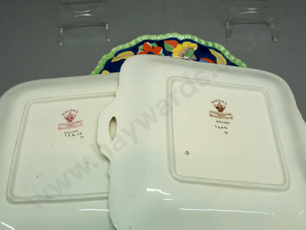 vintage Masons floral table ware - 2 handled trays W-270 and a plate Image 1++