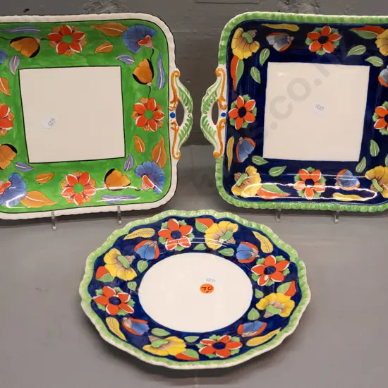 vintage Masons floral table ware - 2 handled trays W-270 and a plate
