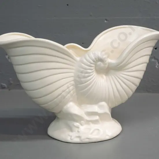 Crown Lynn nautilus trough vase with impressed crown and .550. - H-170 W-290
