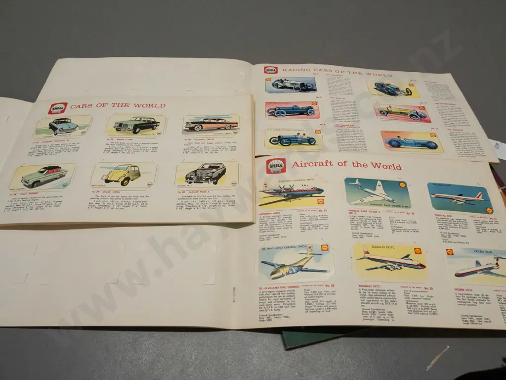 7 collector card albums - Shell Cars, Aircraft and Racing Cars of the World, New Zealand Treasury of the Years x 3 and Image 1++