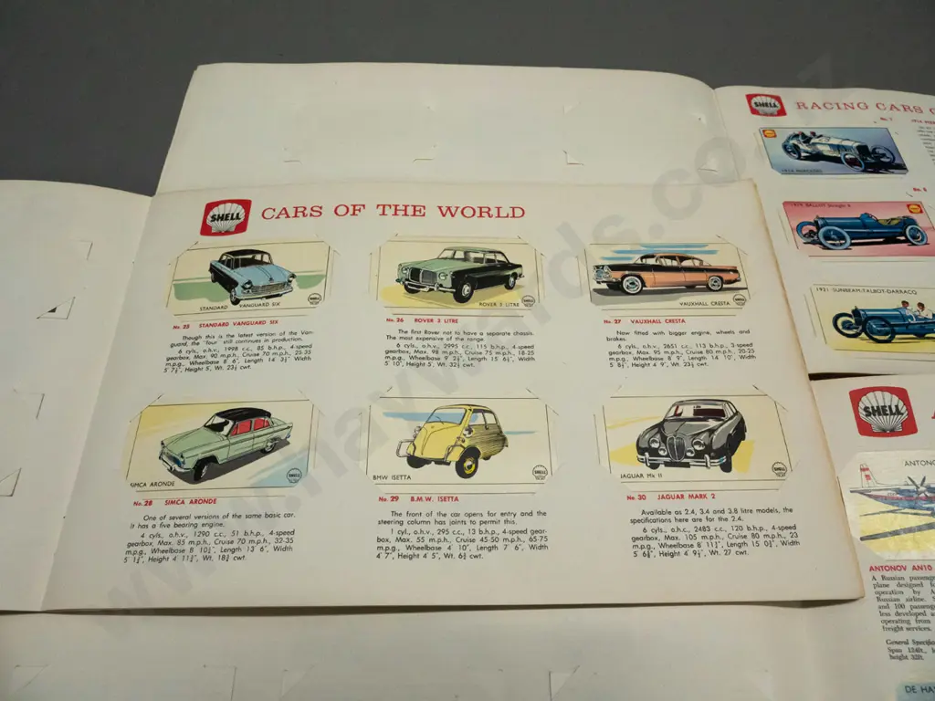 7 collector card albums - Shell Cars, Aircraft and Racing Cars of the World, New Zealand Treasury of the Years x 3 and Image 1++