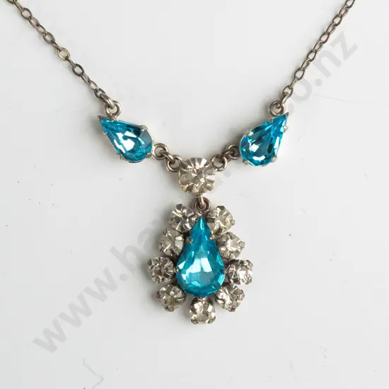 costume necklace with blue stones