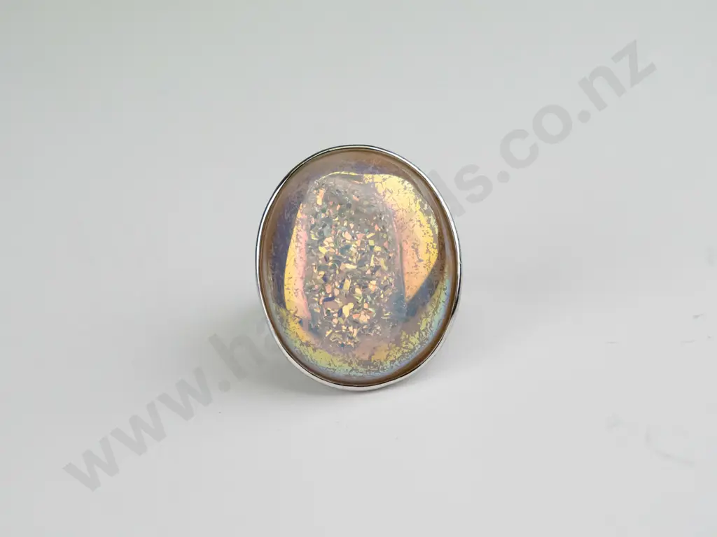 sterling silver druzy ring stamped 925 - 12gms Image 1++