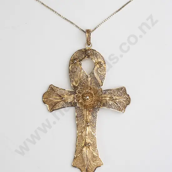 sterling silver ankh cross necklace [van Dell] chain stamped 925
