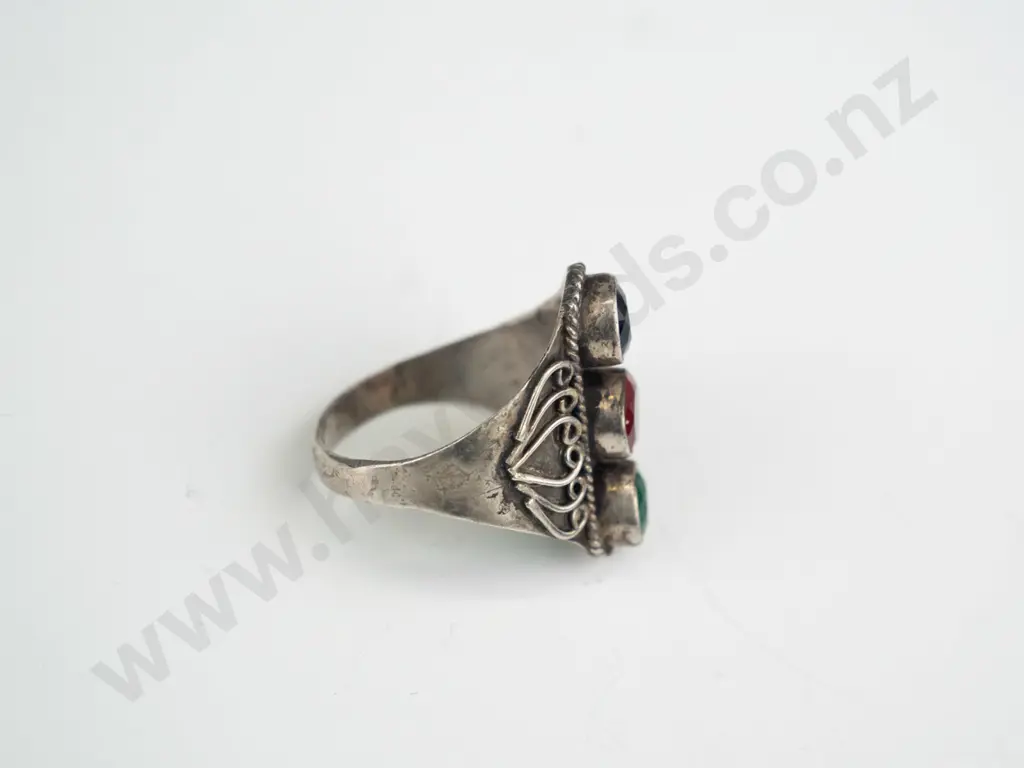 sterling silver 3 gemstone ring stamped 925 Image 1++