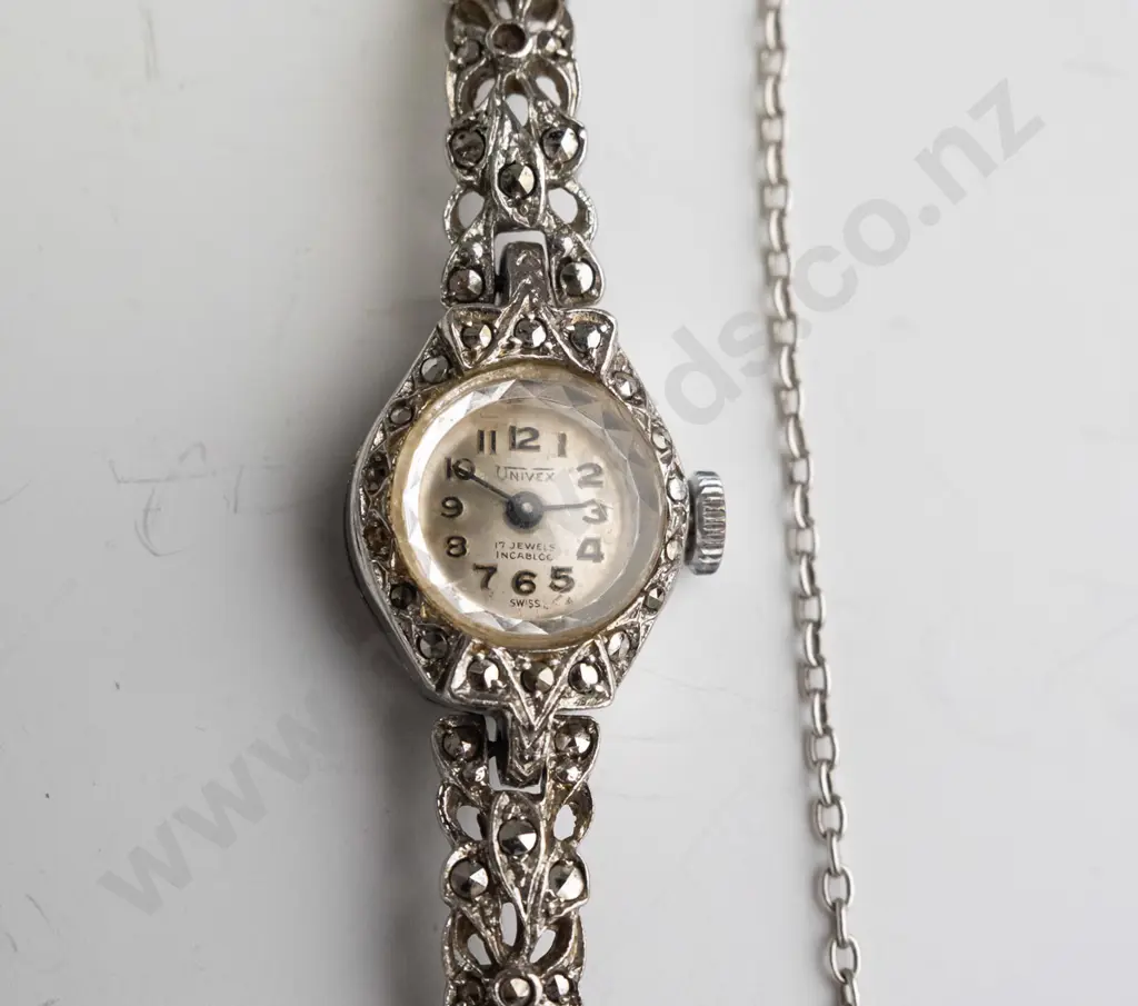 marcasite watch with safety chain Image 1++