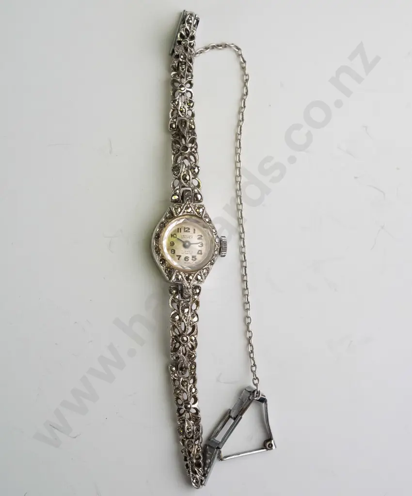 marcasite watch with safety chain Image 1++