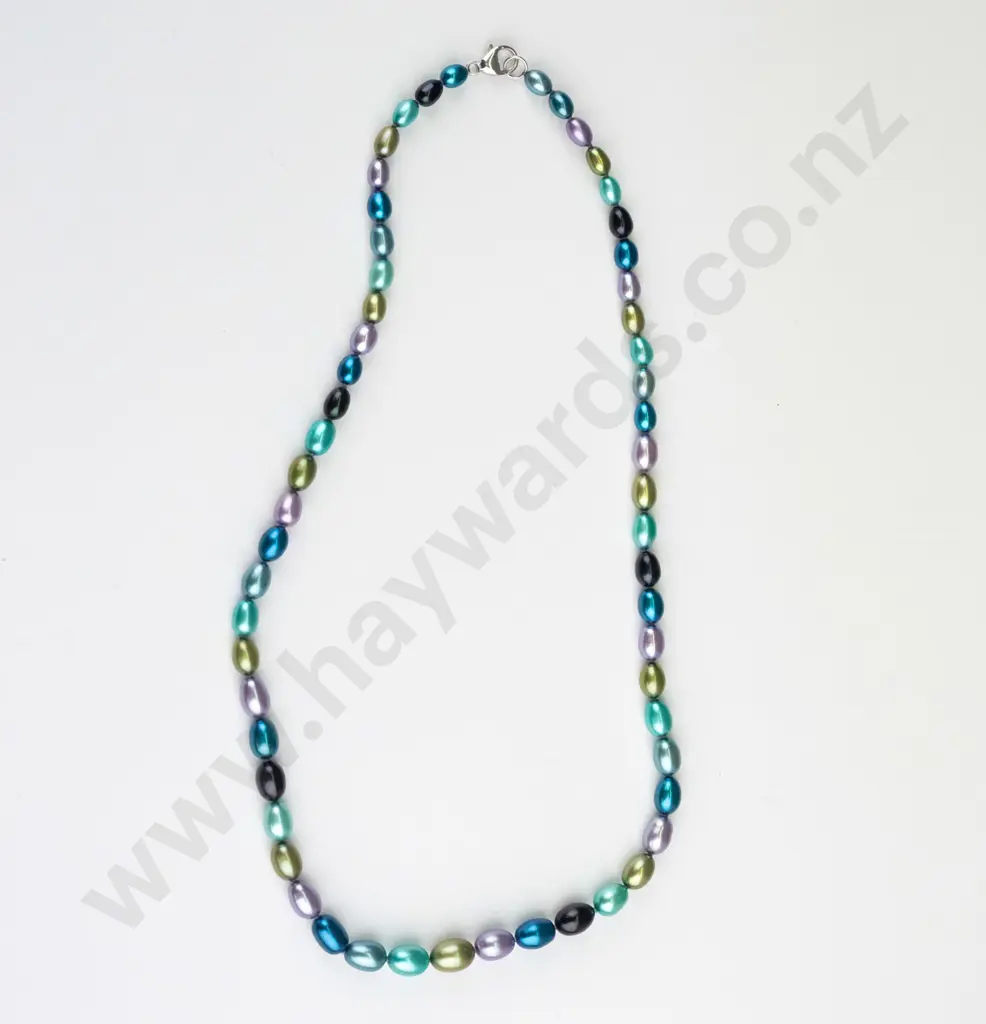 sterling silver multi coloured pearl necklace stamped 925 Image 1++